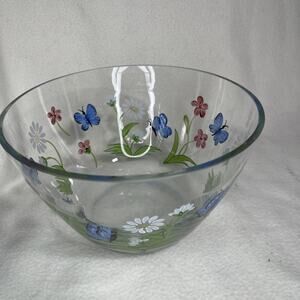 Lenox Butterflies and Blossoms Hand Painted 9" Serving Salad Glass Bowl